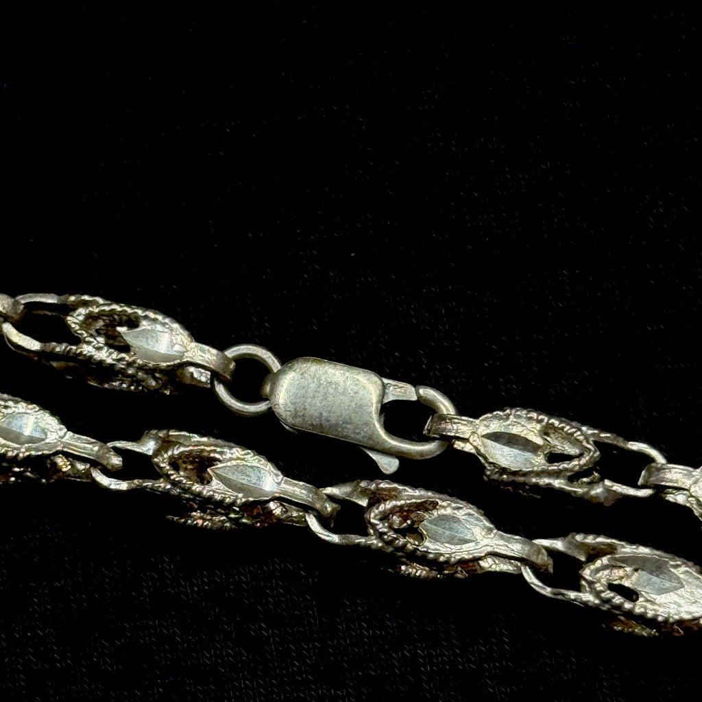 Estate Sterling Silver Turkish Link Chain Necklace 26.4g 25IN