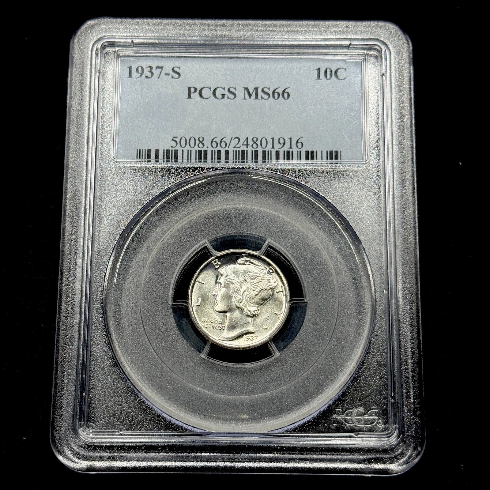 1937-S Mercury Dime Silver PCGS MS66 Blast White Gem Luster