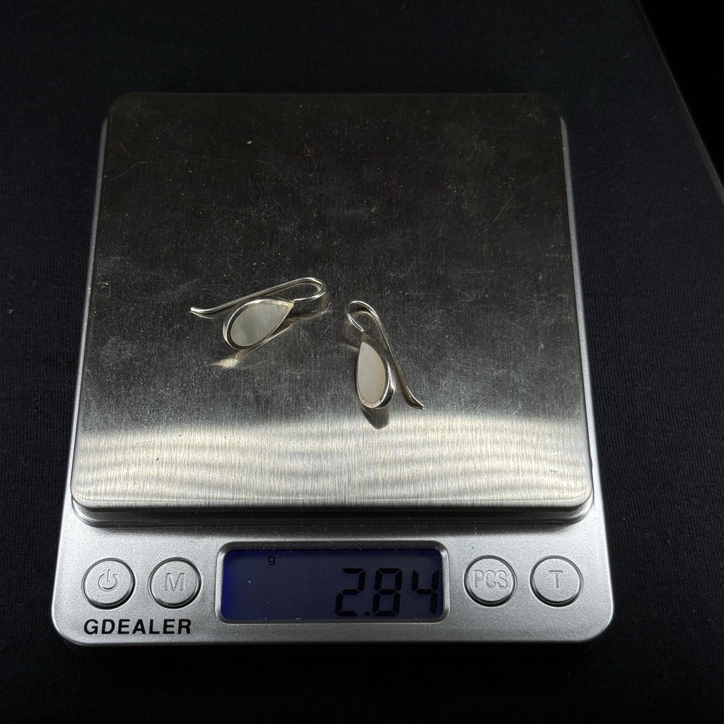 Estate Sterling Silver Earrings Mother Of Pearl Drop 925 Su