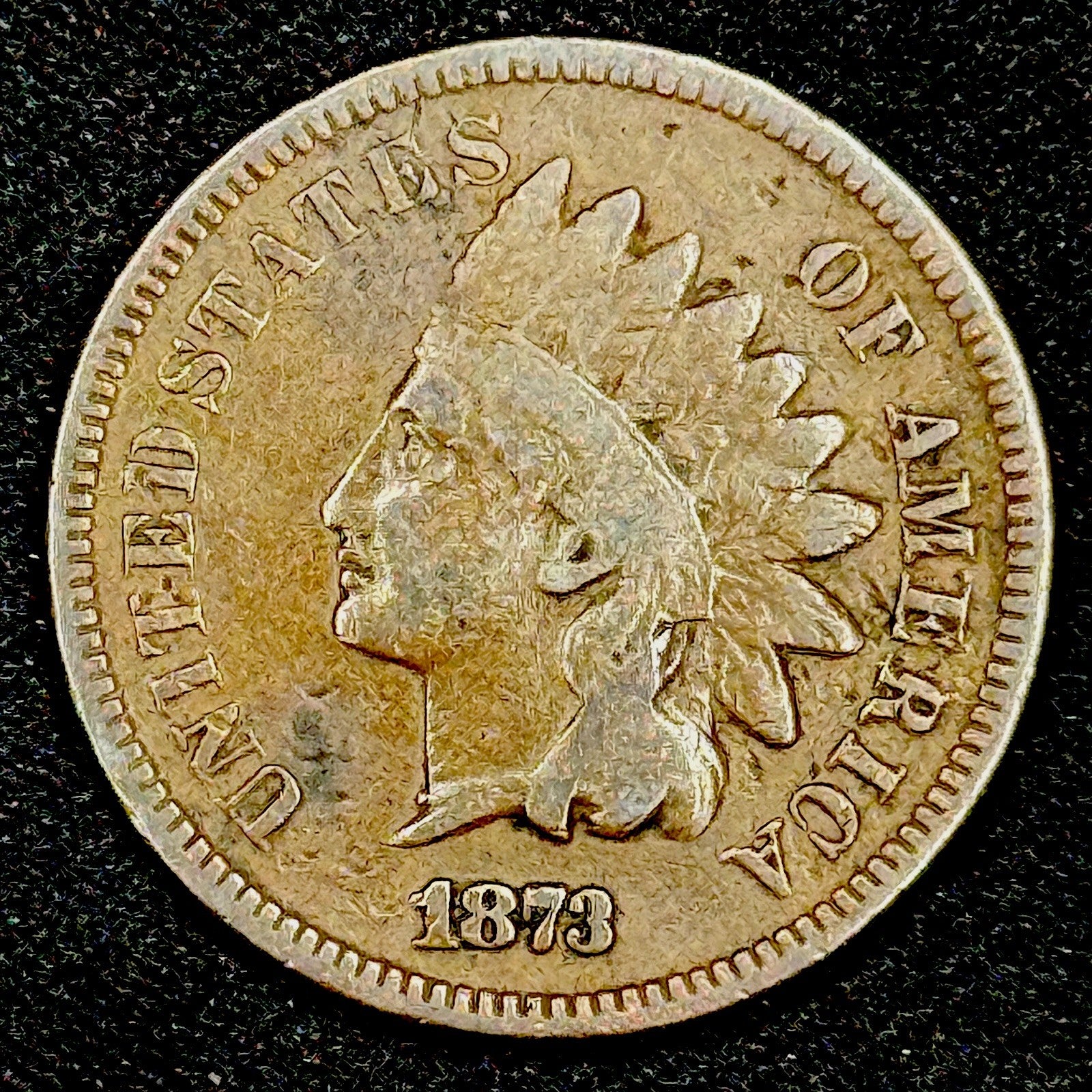 1873 Indian Head Cent Penny Circulated Open 3 Variety Semi Key Date