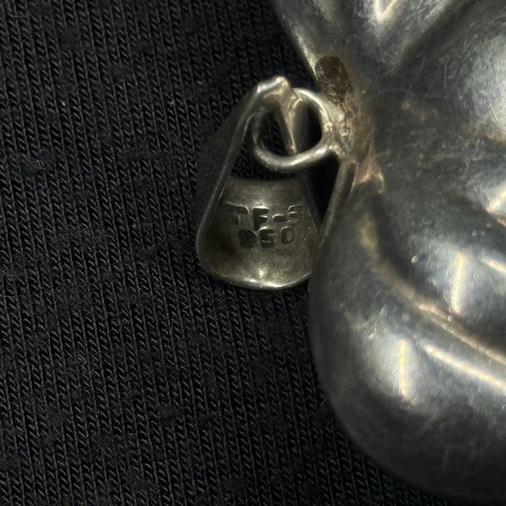 Vintage Sterling Silver Mexico Puffed Heart Pendant 925 TF-31 2IN