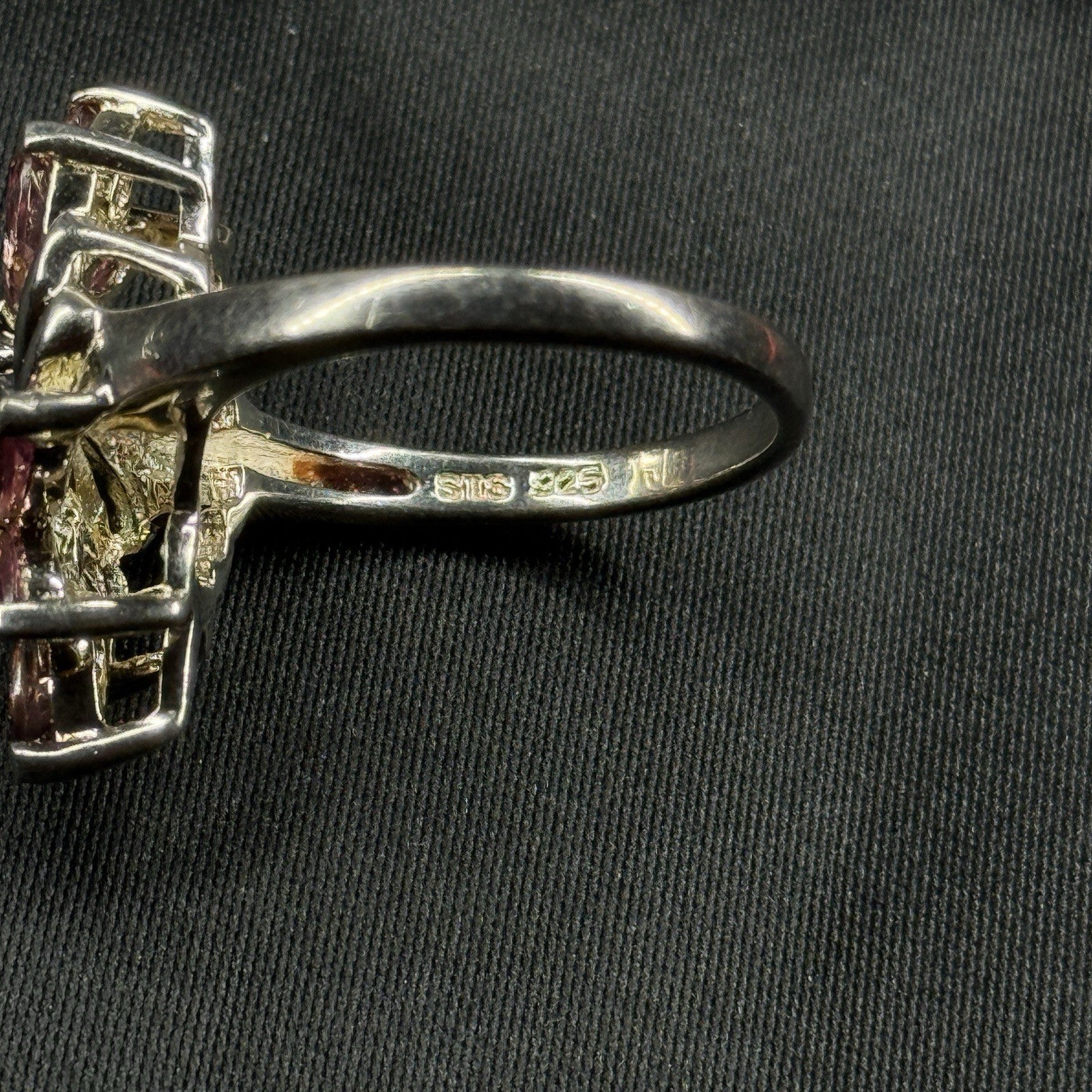 Estate Sterling Silver Ring Flower Cluster Pink Topaz Size 9 925 STS