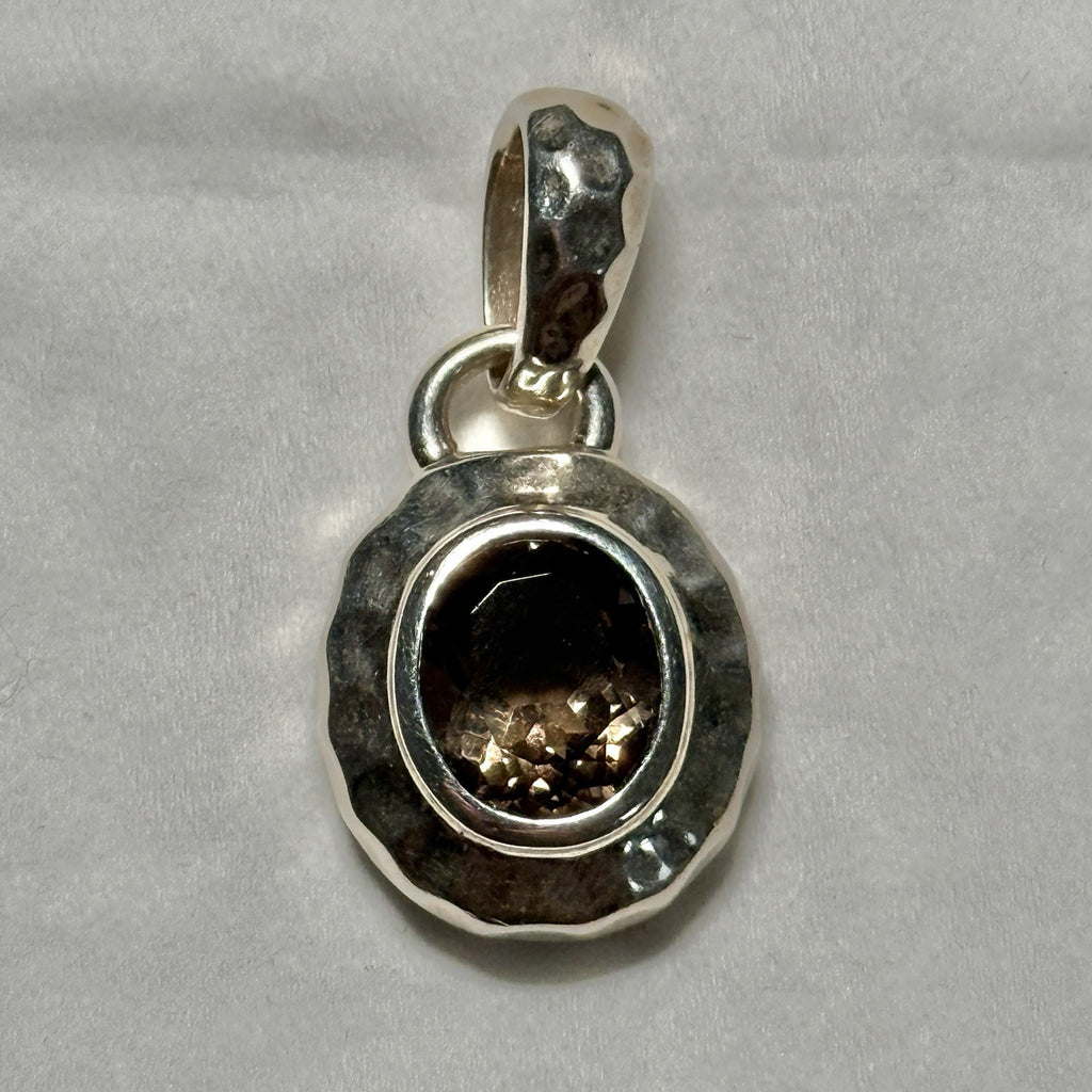 VINTAGE STERLING SILVER SMOKY QUARTZ MILOR ITALY Pendant