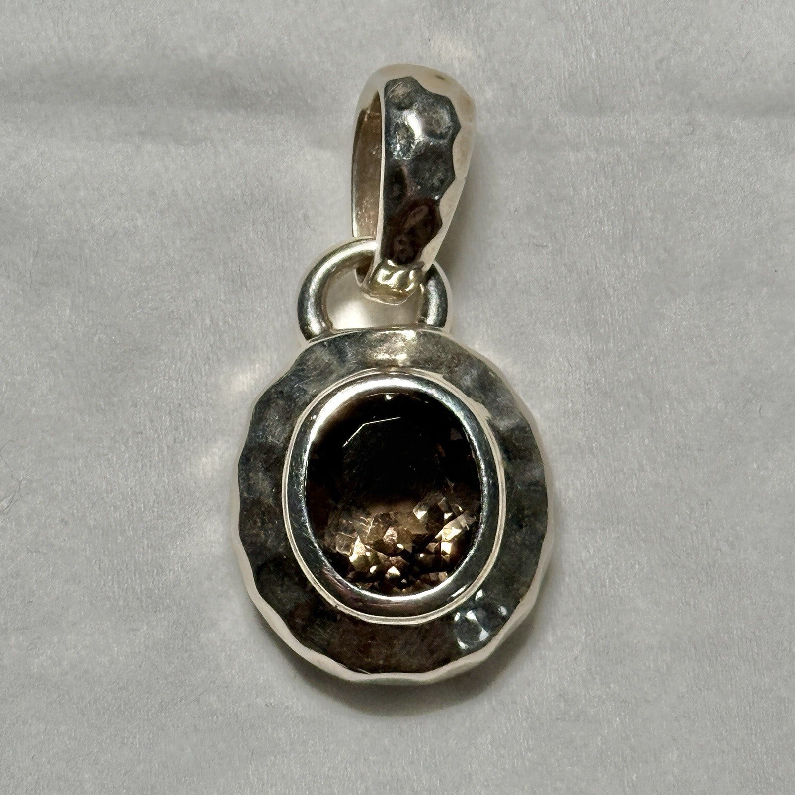 VINTAGE STERLING SILVER SMOKY QUARTZ MILOR ITALY Pendant