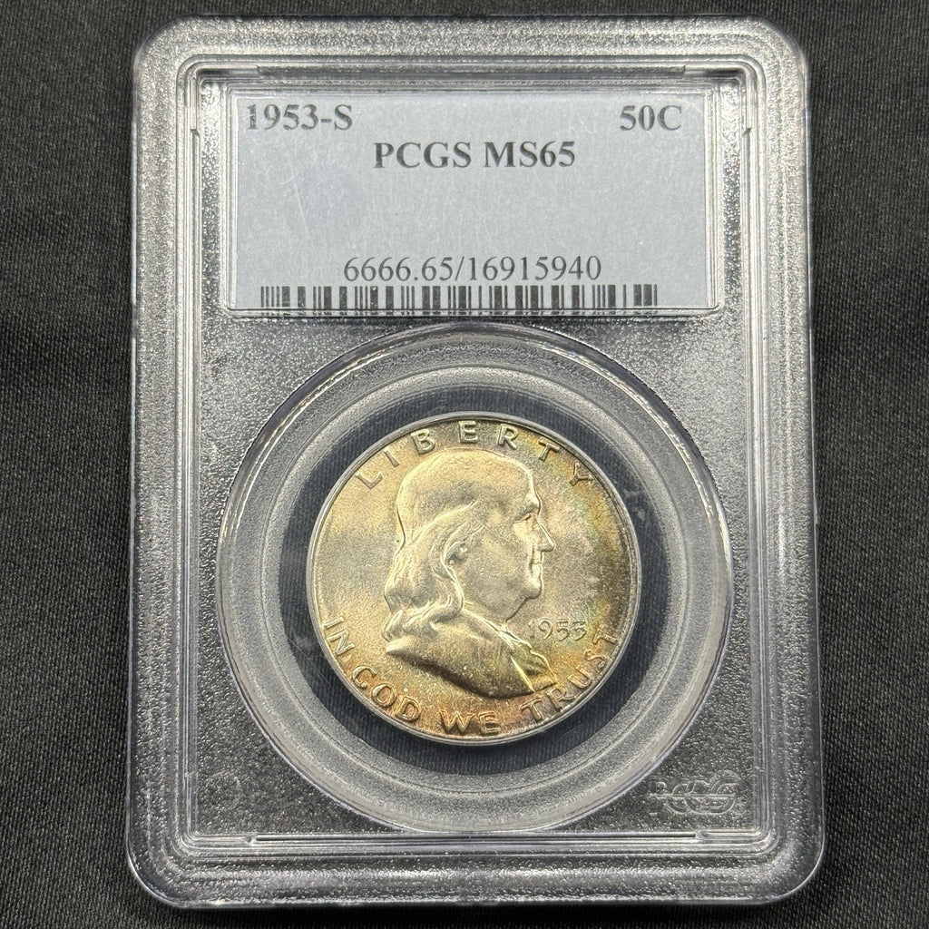 1953-S Franklin Half Dollar PCGS MS65 Toned Gem BU