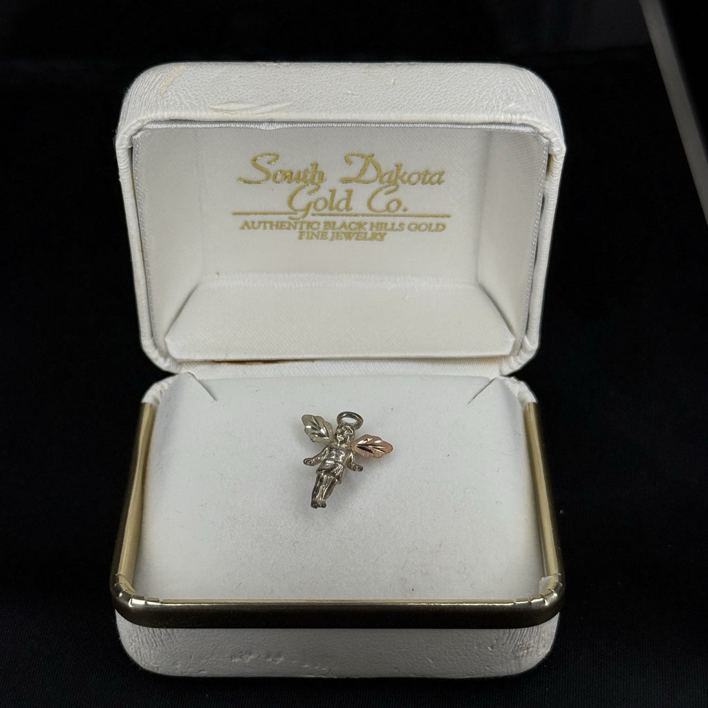 Vintage Black Hills South Dakota Gold Co Sterling Angel Pin Box And Paper