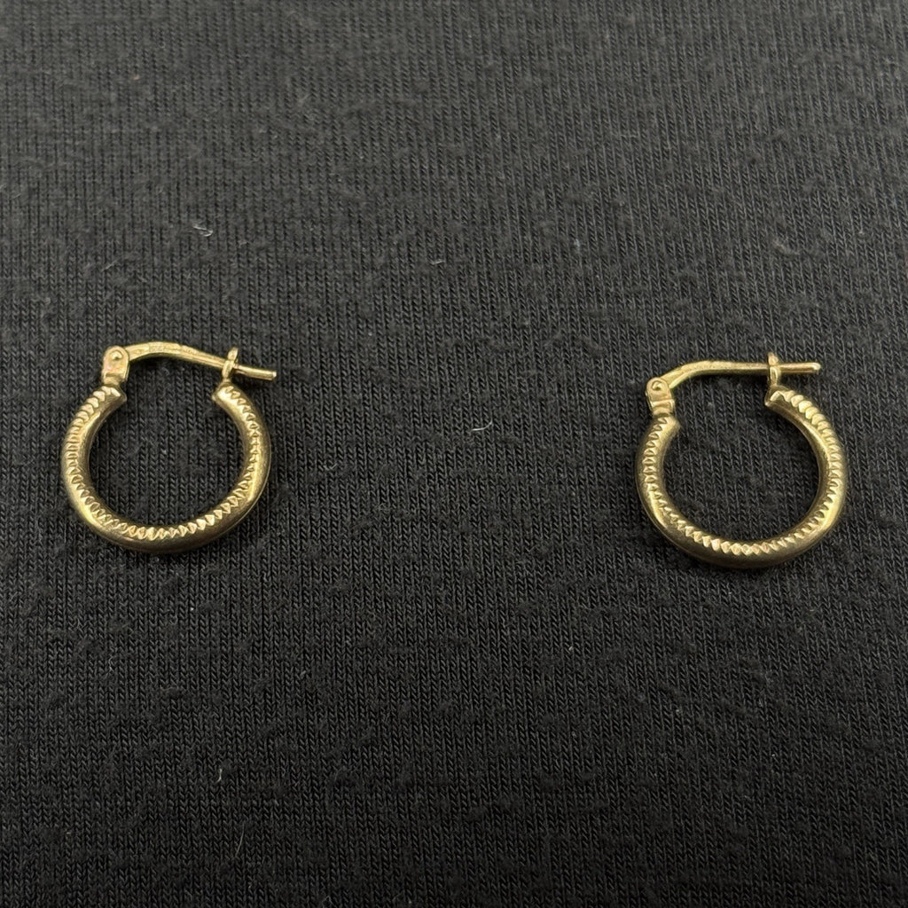 Estate Sterling Silver Earrings Mini Hoop Gold 925