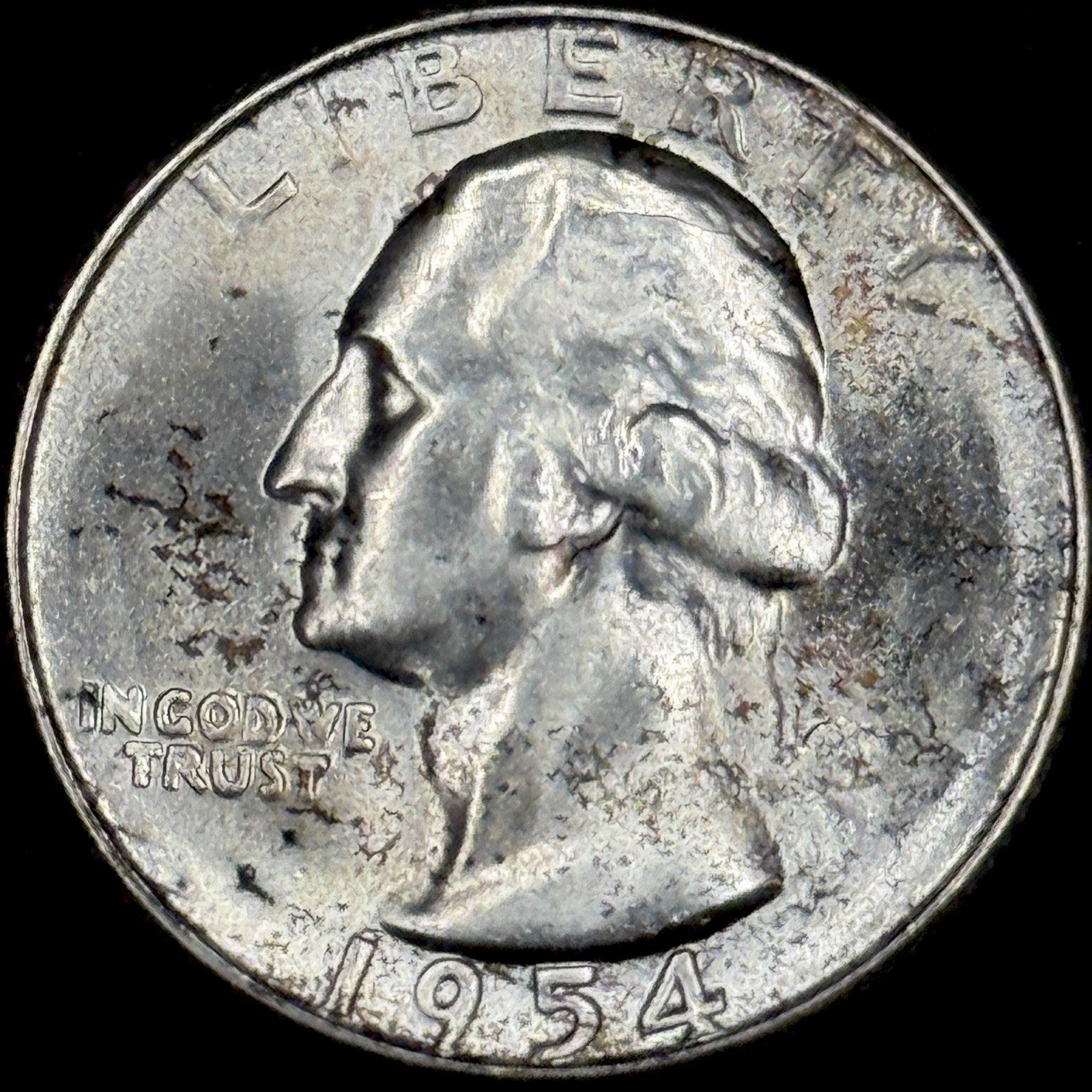1954-S Washington Quarter Silver Uncirculated Toned Original Gem Luster