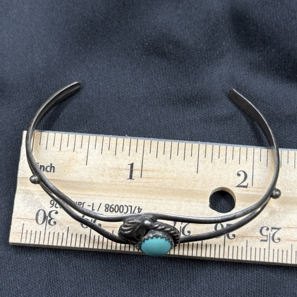 Native American Sterling Silver Cuff Bracelet Turquoise 925 Unsigned