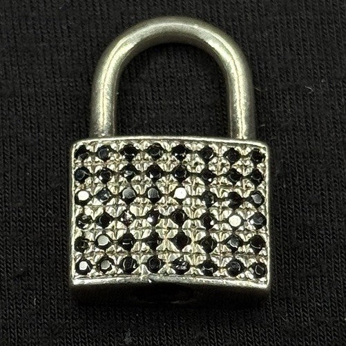 Darren Simonian Sterling Silver Lock Black Stones Vintage Pendant Charm 925