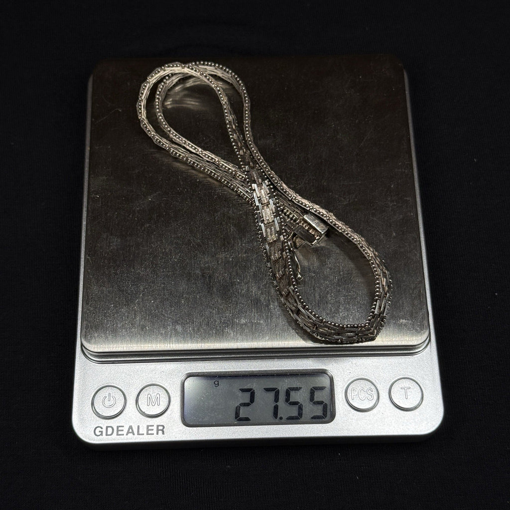 Estate Sterling Silver Chevron V Necklace Chain 925  Vintage 27.5 Grams 18IN