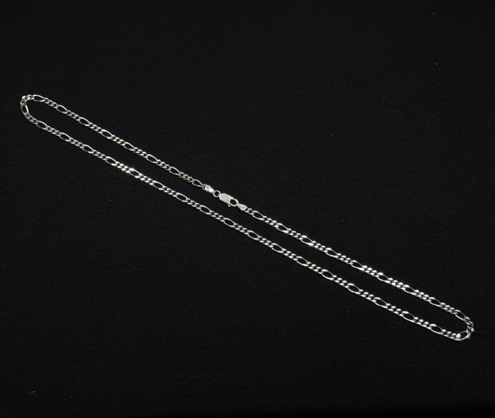 Estate Sterling Silver Figaro Necklace Chain Vintage 925 14.5 Grams 20.5IN