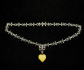 Darren Simonian Sterling Silver Fleur de Lis Necklace Amber Heart Pendant 925