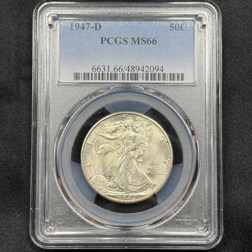 1947-D Walking Liberty Half Dollar PCGS MS66 Gem BU Silver