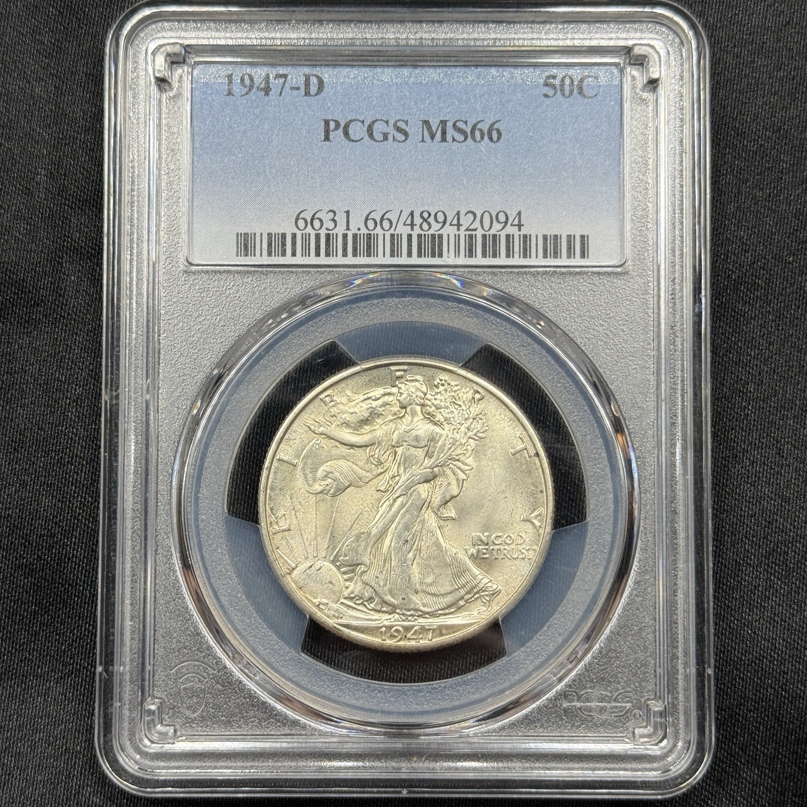 1947-D Walking Liberty Half Dollar PCGS MS66 Gem BU Silver