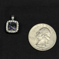 Estate Sterling Silver Mystic Topaz CZ Halo Pendant 925
