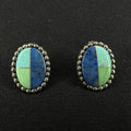 Carolyn Pollack Estate Sterling Silver Earrings Turquoise Lapis Inlay Stud 925