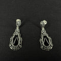 Carolyn Pollack Estate Sterling Silver Earrings Black Oynx Stud Drop 925