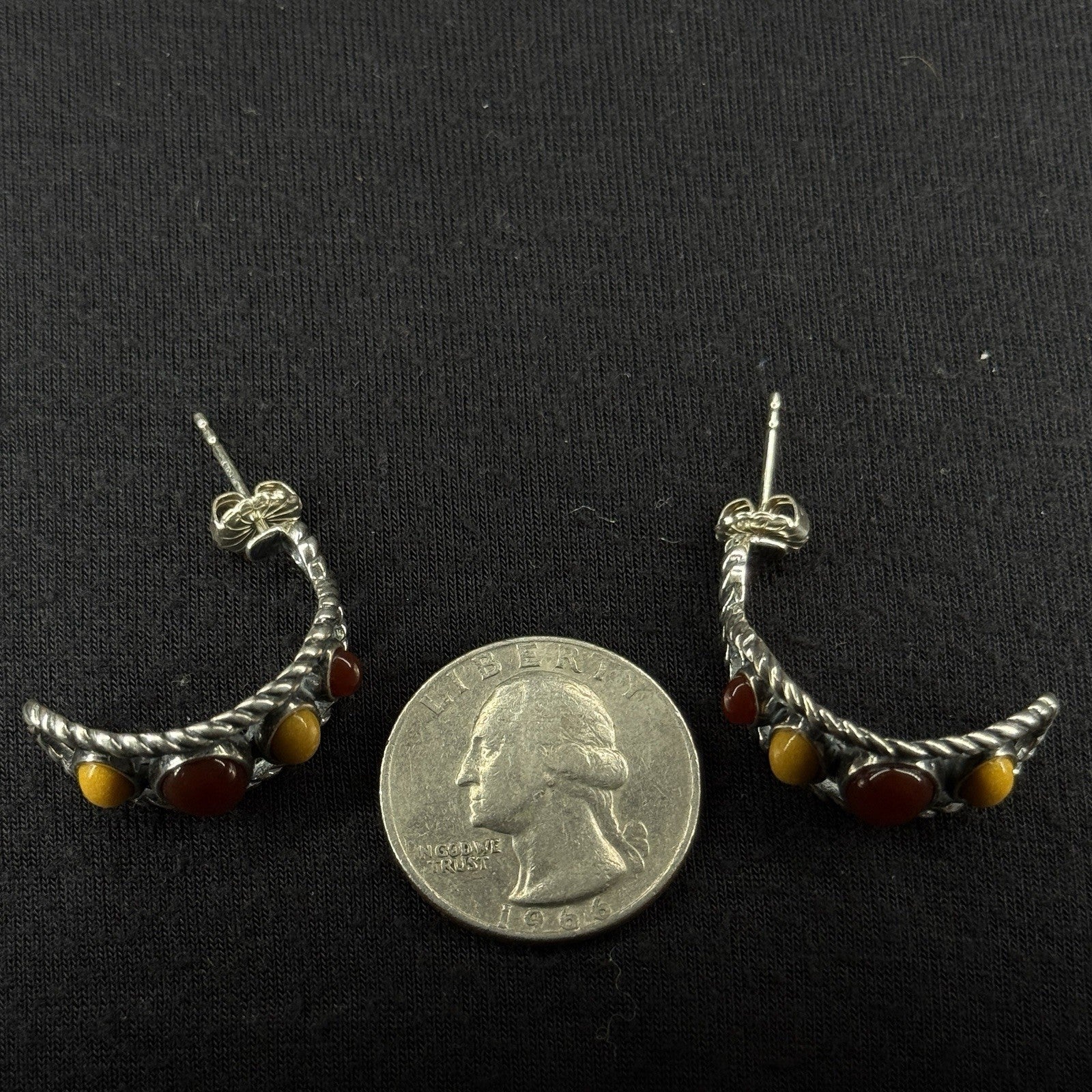 Carolyn Pollack Estate Sterling Silver Earrings Southwest Stud 925