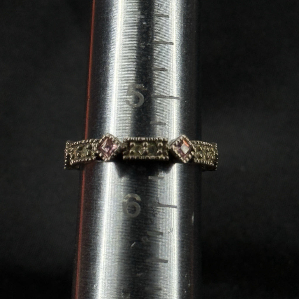 Vintage Avon Sterling Silver Ring Pink Stone CZ 925 Size 5.5 Infinity Band