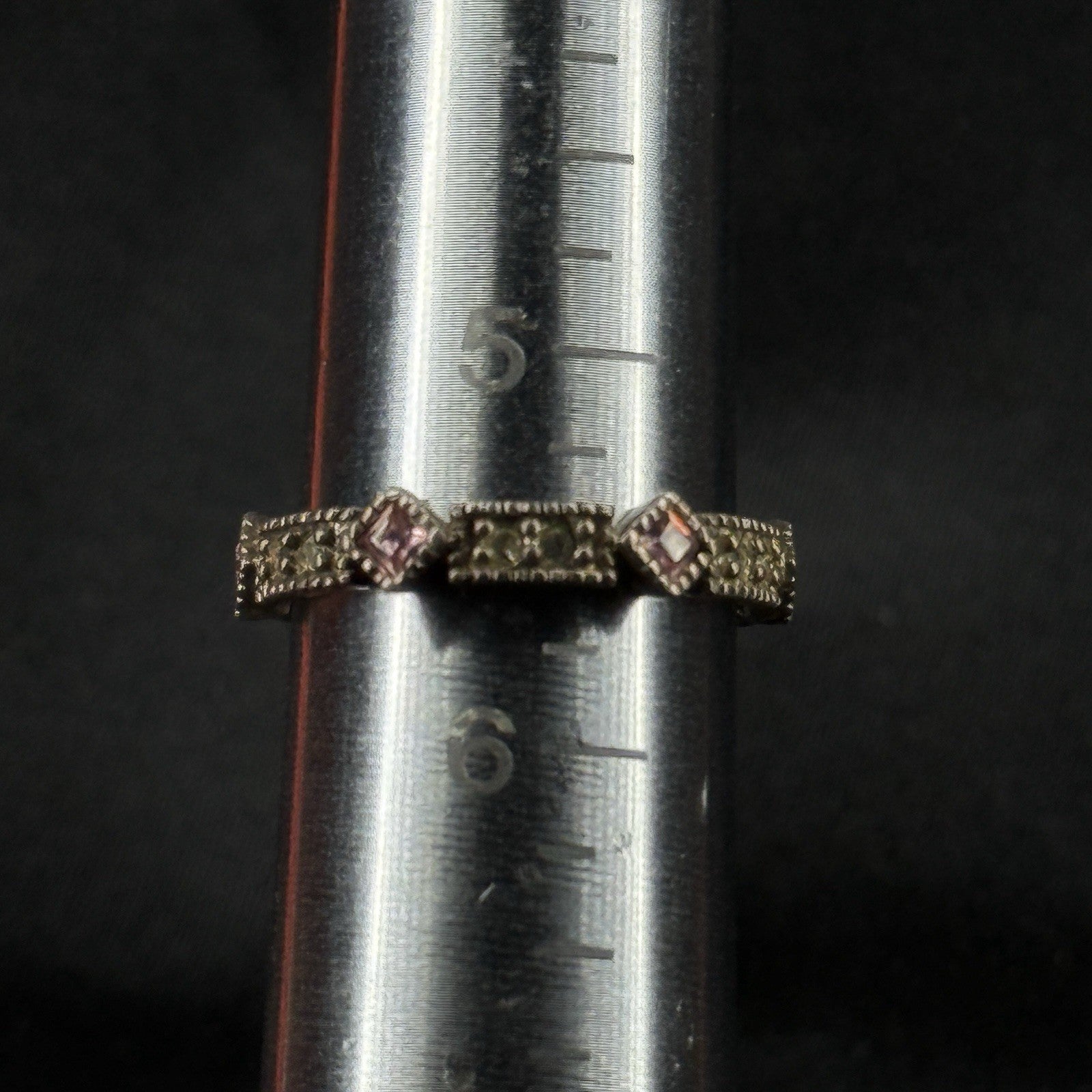 Vintage Avon Sterling Silver Ring Pink Stone CZ 925 Size 5.5 Infinity Band