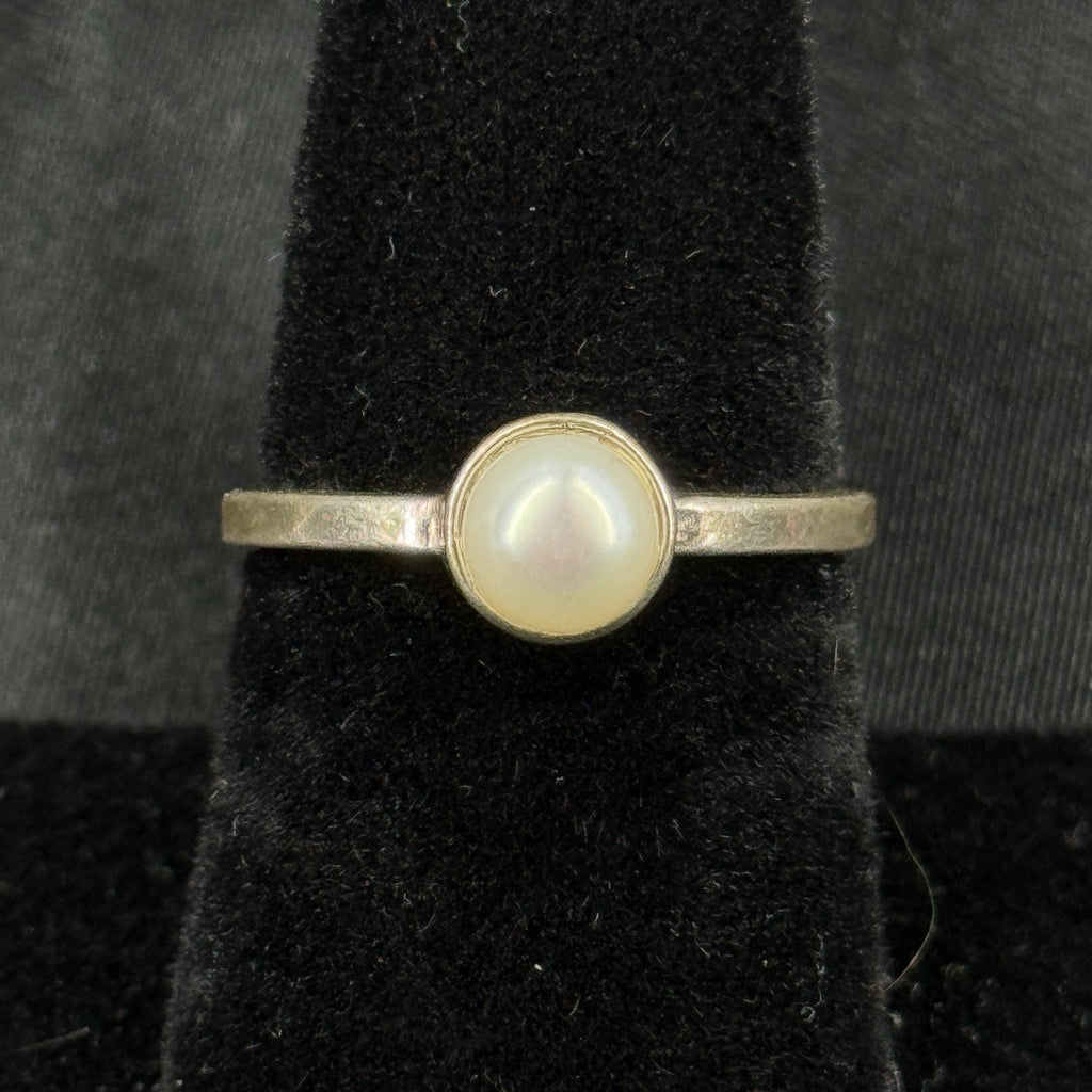 Estate Sterling Silver Ring Pearl  Band Size 6.5 925