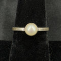 Estate Sterling Silver Ring Pearl  Band Size 6.5 925