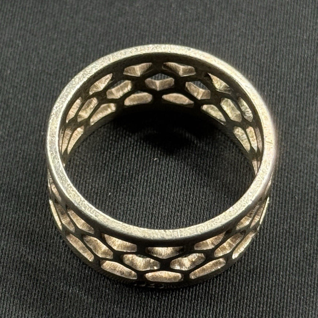 Estate Sterling Silver Ring Thick Honeycomb Band Size 12.5 8.2g 925
