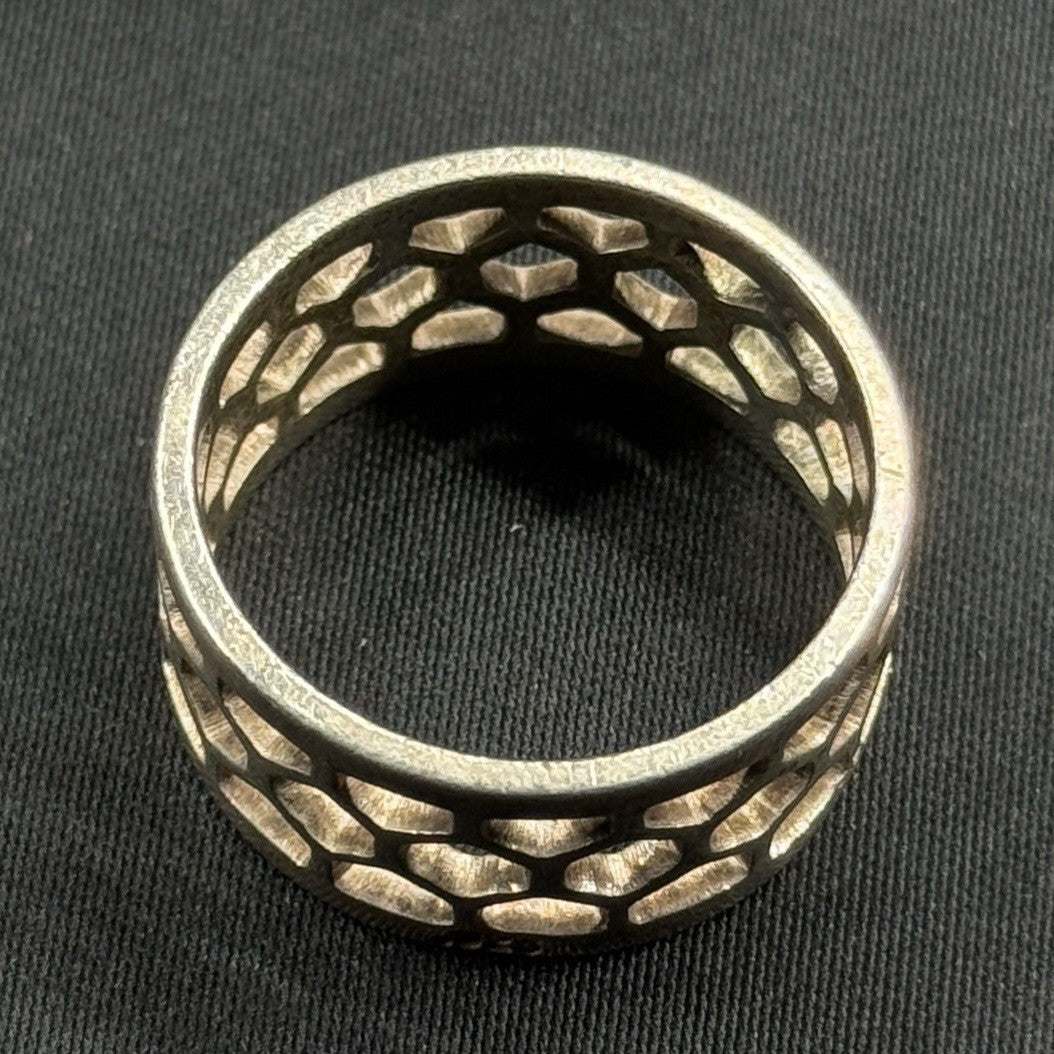 Estate Sterling Silver Ring Thick Honeycomb Band Size 12.5 8.2g 925