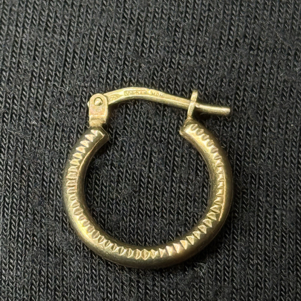 Estate Sterling Silver Earrings Mini Hoop Gold 925
