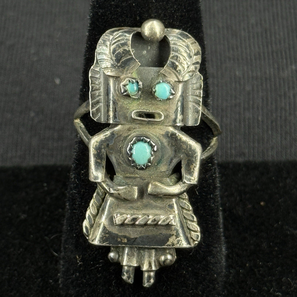 Native Turquoise Sterling Silver Ring Size 7.5 925 M O Orville Manygoat