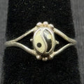 Estate Vintage Sterling Silver Yin Yang Enamel Ring Size 4.5
