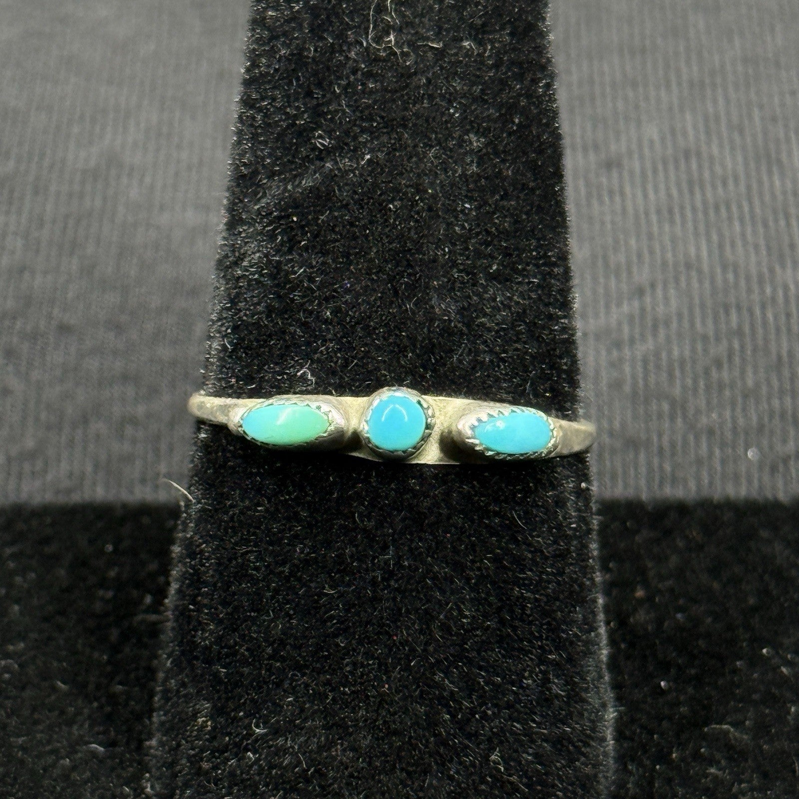 Native 3 Turquoise Band Sterling Silver Ring Size 7.5 925