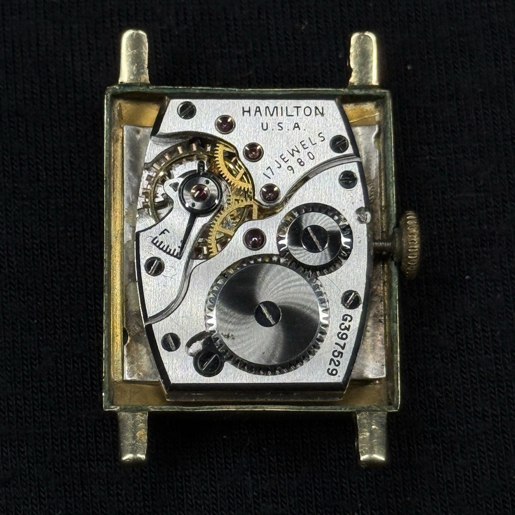 Vintage GF Hamilton 14k Gold Filled Tank Running Watch For Parts Repair 980