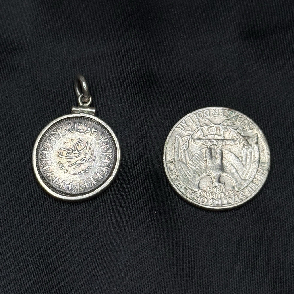 Vintage Silver 1937 Egyptian 2 Piastres Pendant