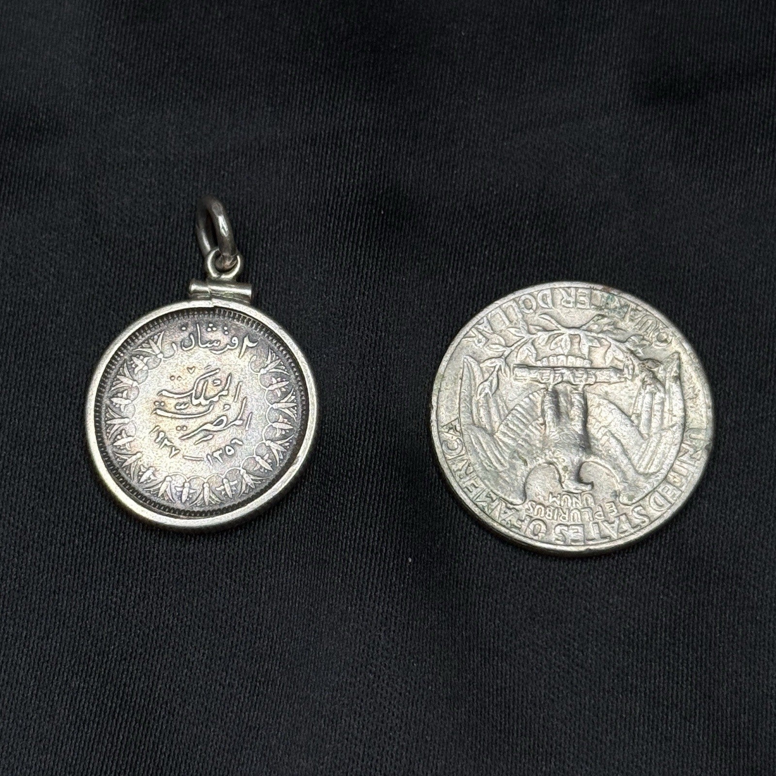 Vintage Silver 1937 Egyptian 2 Piastres Pendant