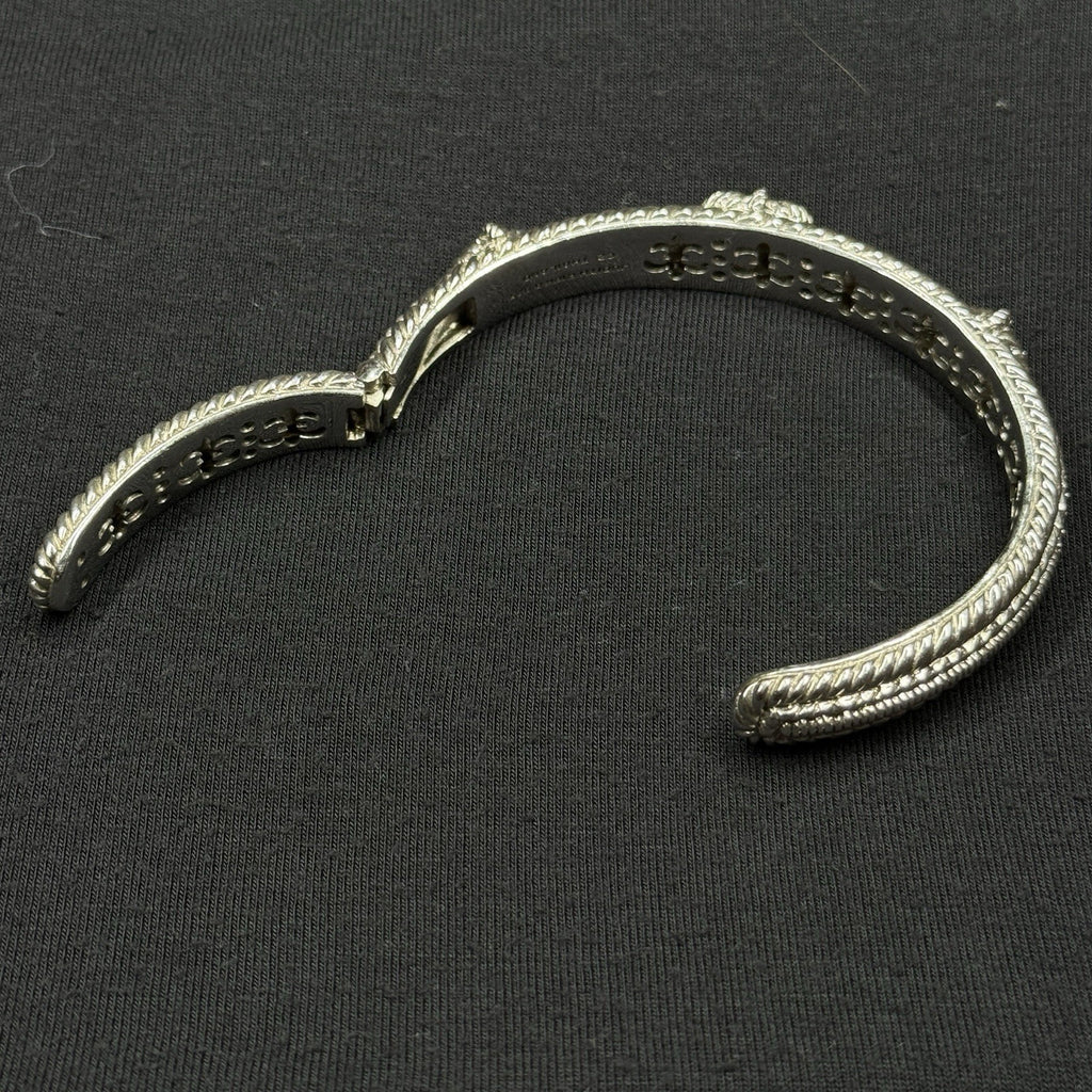 Estate Judith Ripka Sterling Silver Cuff Bracelet 3 Heart Design CZ