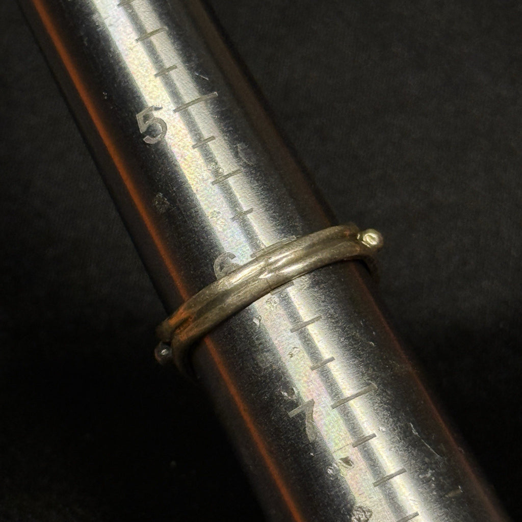 Native Running Bear Sterling Silver Ring Blue Fire Opal Signed RB Size 6.5
