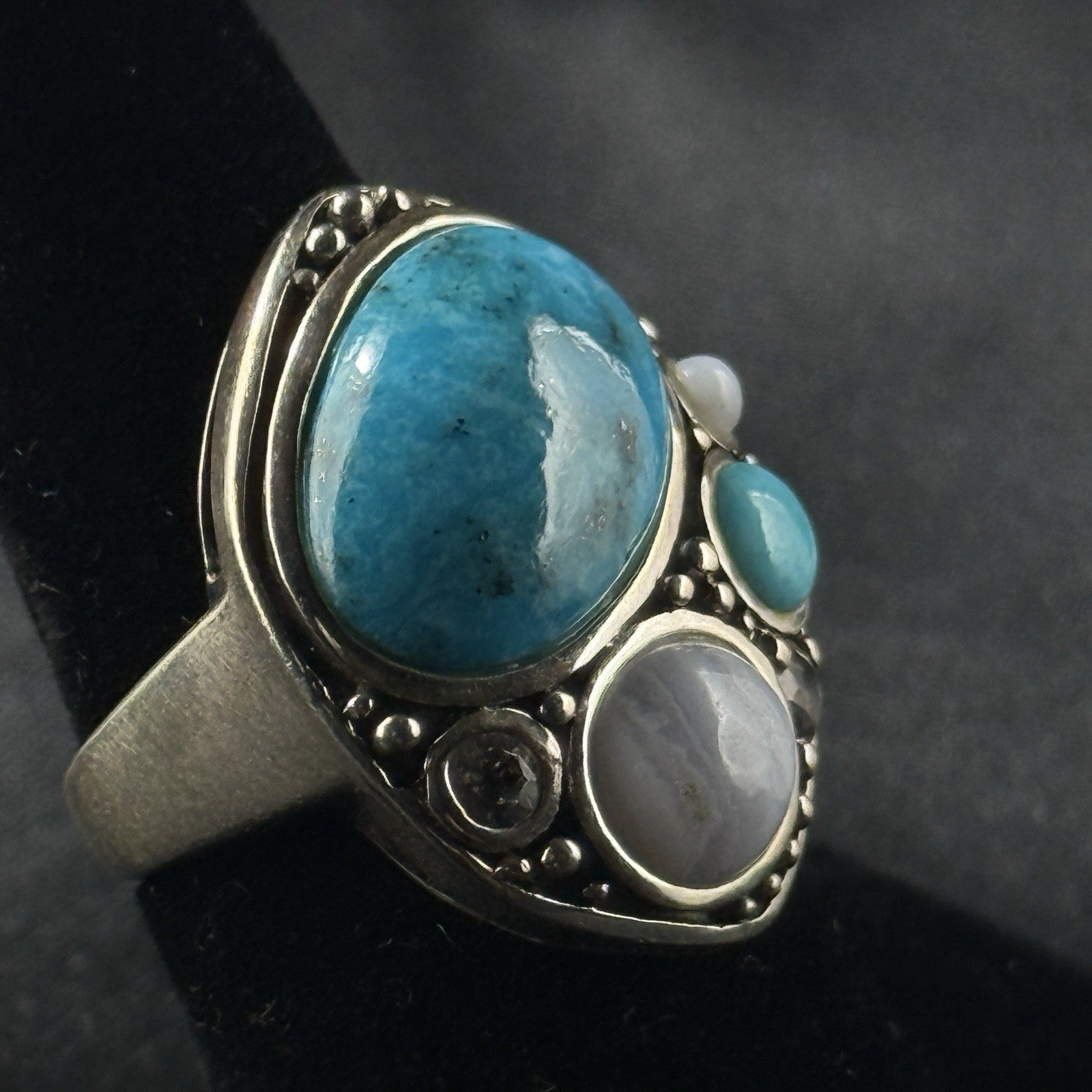 Estate Sterling Silver Ring Turquoise Multi Stone Size 6 925