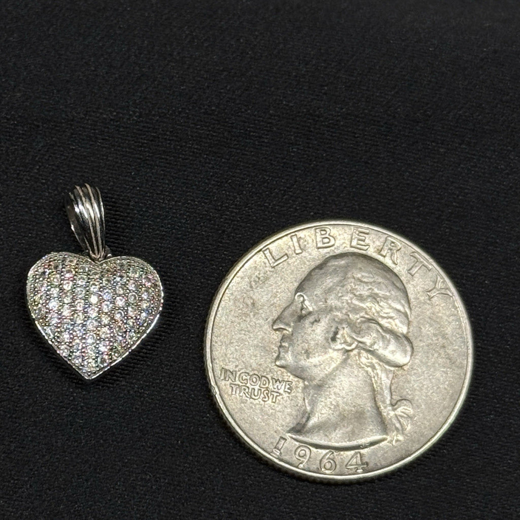 Estate Sterling Silver 925 CZ Heart Pendant