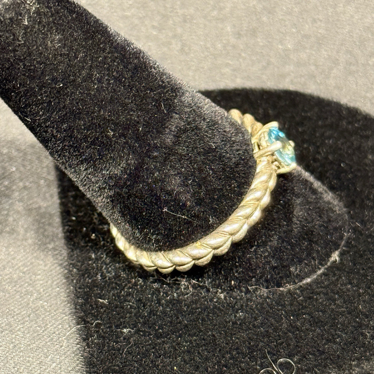 Estate Sterling Silver Ring JAI Blue Topaz  SZ 9.75 925