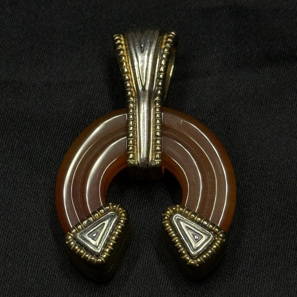 Carolyn Pollack Sterling Silver And Brass Horseshoe Pendant Carnelian