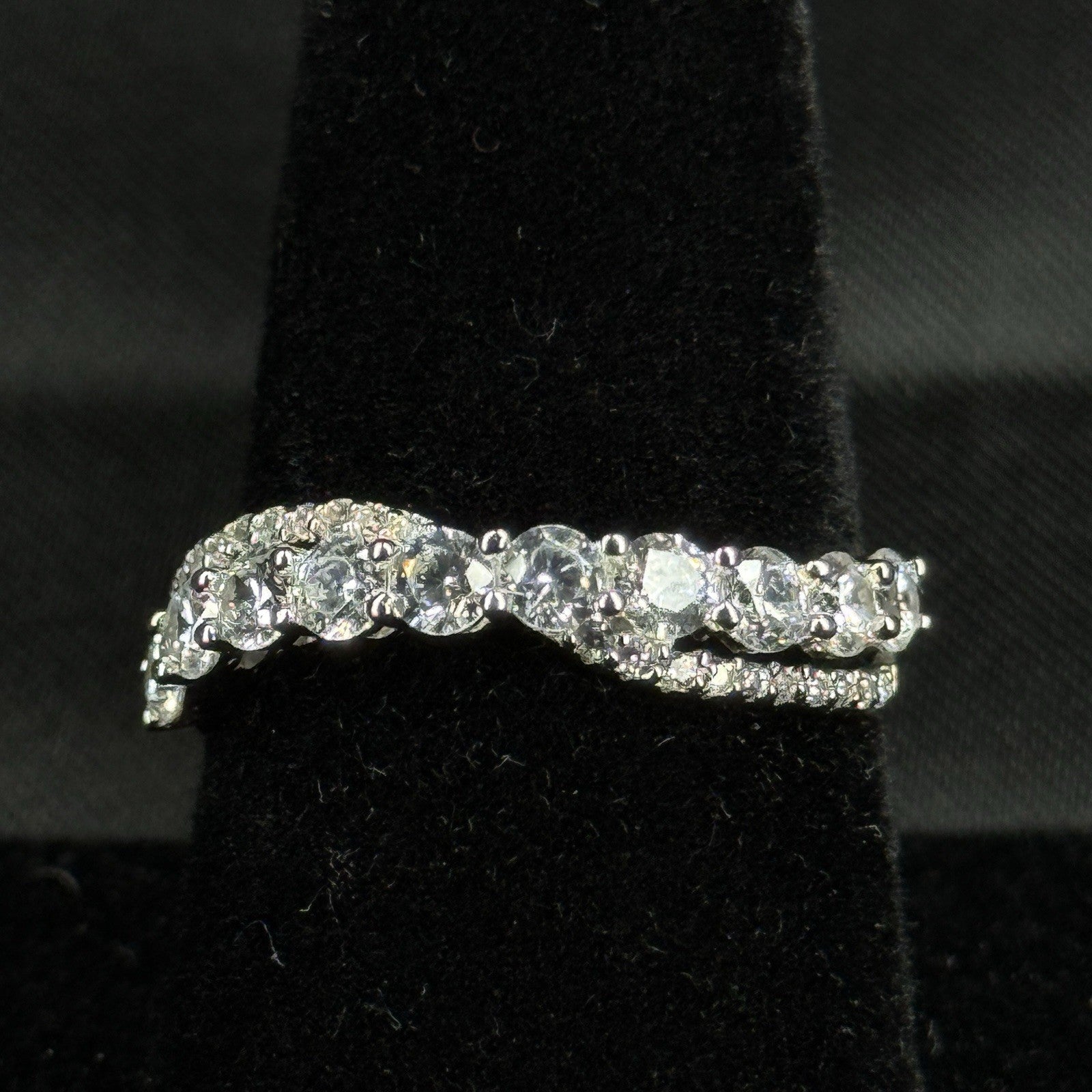 Estate Sterling Silver Ring 925 Size 7.75 CZ Infinity Weave YGI