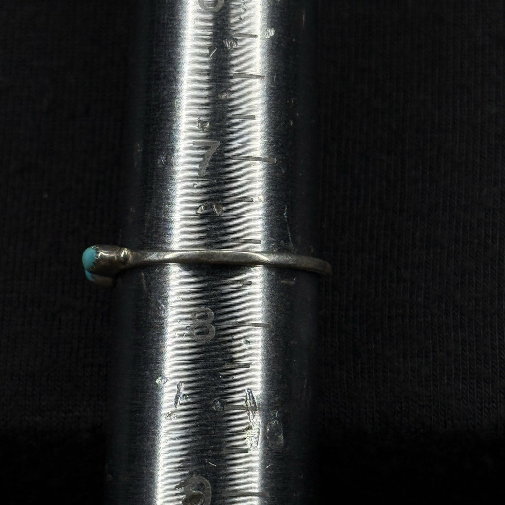 Native 3 Turquoise Band Sterling Silver Ring Size 7.5 925