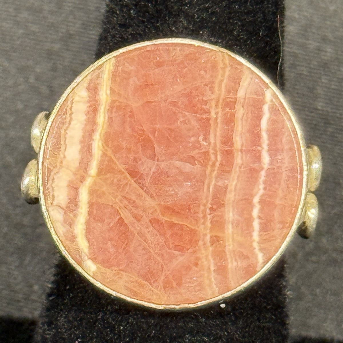 Estate Sterling Silver Mexico Ring Stone Rhodochrosite Disc SZ 5 Signed Carsi