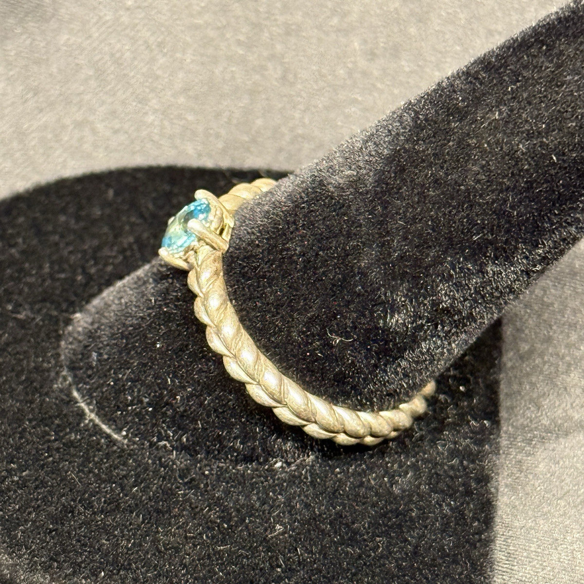 Estate Sterling Silver Ring JAI Blue Topaz  SZ 9.75 925