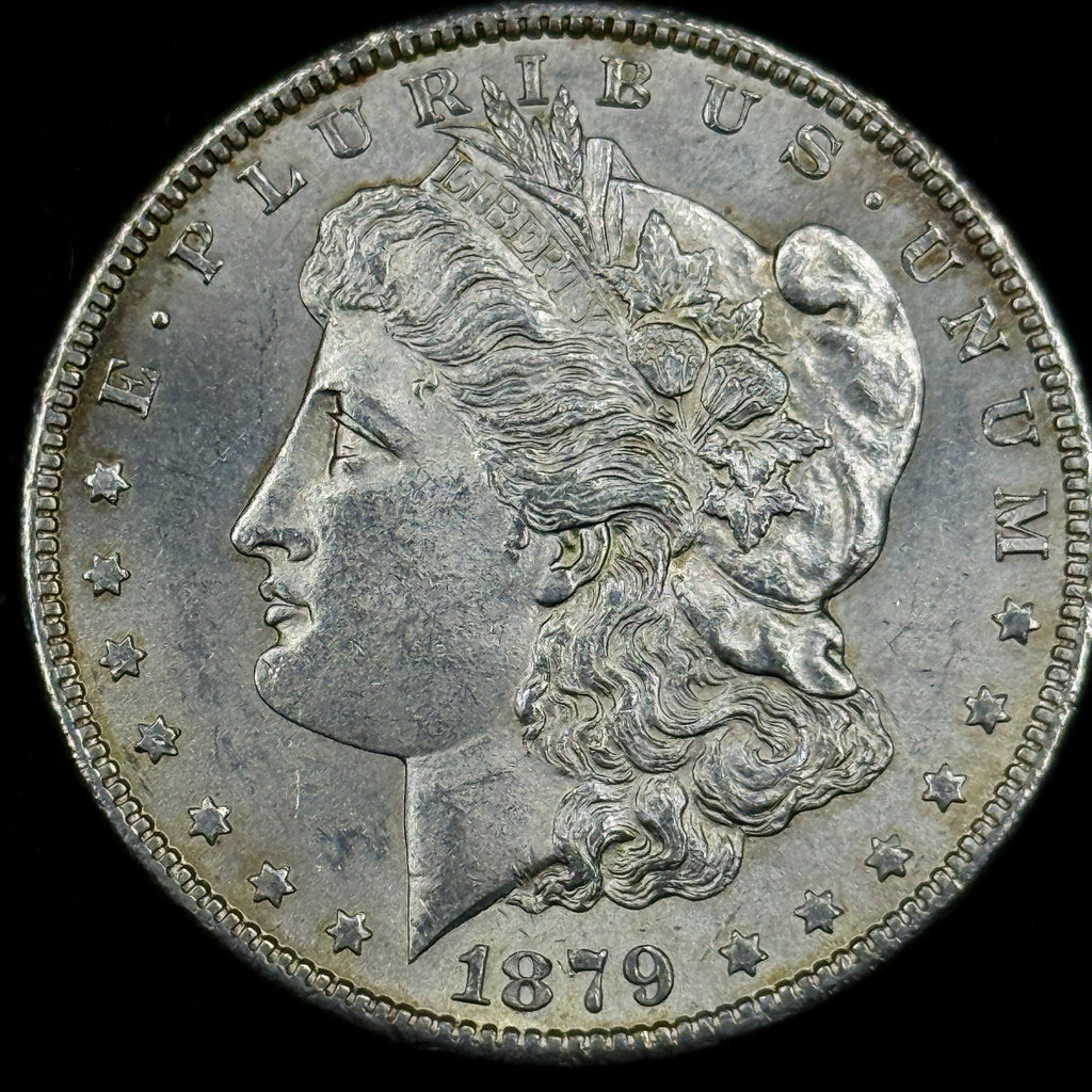 1879-S Morgan Silver Dollar Raw About Uncirculated Slider Nice Original Toned