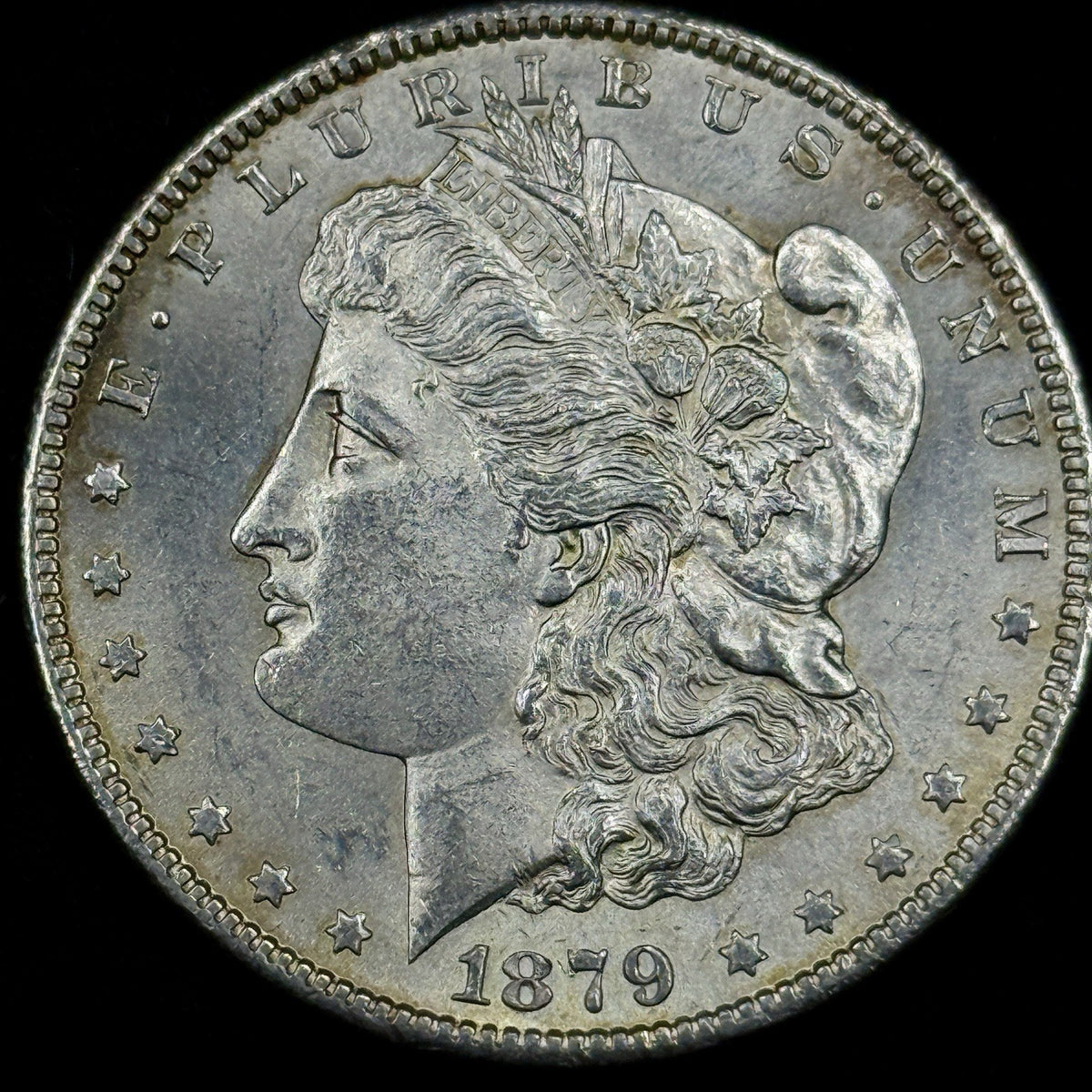 1879-S Morgan Silver Dollar Raw About Uncirculated Slider Nice Original Toned