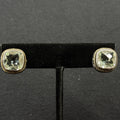 Samuel B Behnam BJC Estate Sterling Silver & 18k Green Amethyst Quartz Earrings