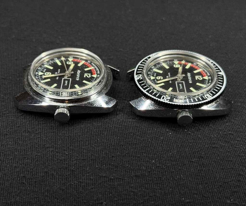 Two Vintage Advance Skin Diver Watches ATM KIF New Old Stock
